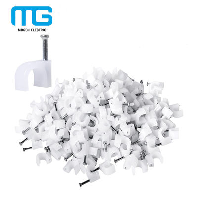 Chiny 200 Pack Nail In Cable Clips / Cat6 Circle Cable Nails Tack Clips 7mm White dostawca